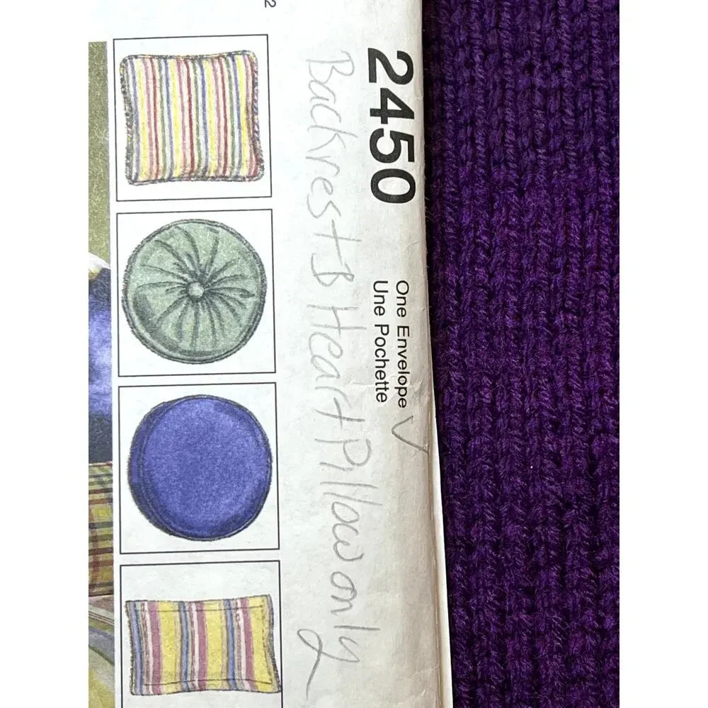 McCalls 2450 Sewing pattern pillow round square heart backrest